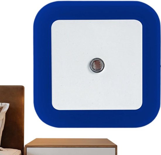 Nachtlampje Stekker - Oriëntatieverlichting - Veilige Nachtelijke Beweging - Automatische Schemerschakelaar - 4 x 7 x 4 cm - Blauw van Merkloos