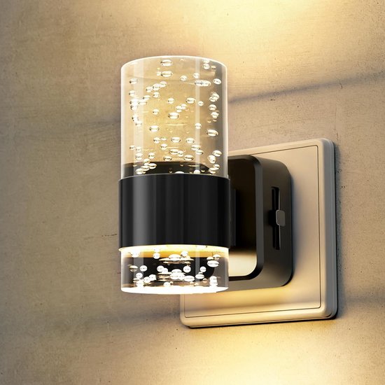 Nachtlampje Stopcontact - Kindernachtlampje LED - Veilig Lopen - Automatische Schemersensor - 12 x 10 x 65 cm - Zwart