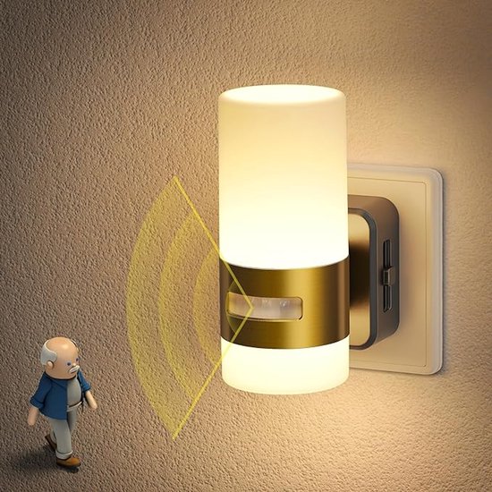 Nachtlampje Stopcontact Met Bewegingsmelder, Nachtlampje Kinderdimbaar, 3 Standen (Auto/Aan/Uit), 3000K Warm Wit, Nachtlampje Led Stopcontact Voor Kinderkamer, Slaapkamer, Hal, Keuken van Karma