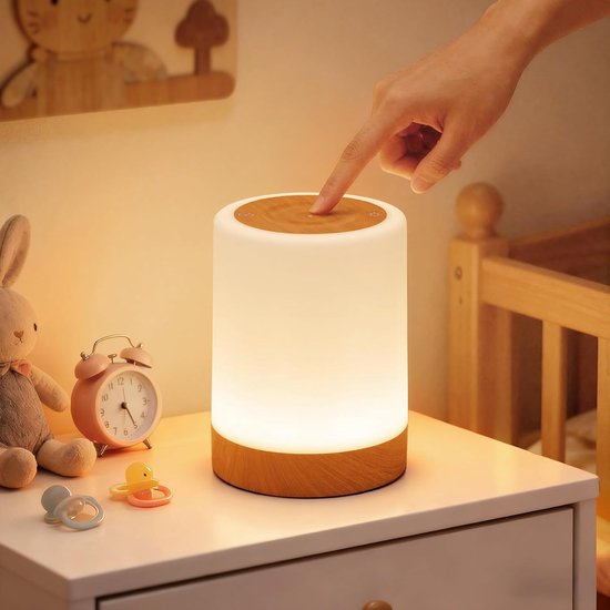 Nachtlampje Touch Dimbaar met 256 Kleuren, 3000 mAh Batterij, USB Oplaadbaar, Draagbare Touch-Lamp met Timer en Haak voor Kinderen