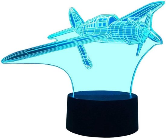 Nachtlampje Vliegtuig - Decoratie Lamp - Kinderkamer Verlichten - 7 Kleuren Verandering - 8.5 x 17 x 17 cm - Meerkleurig