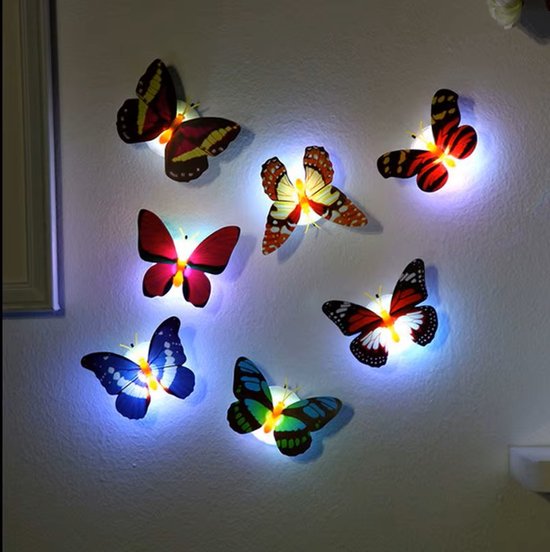 Nachtlampje Vlinder - Creatief - Grappig - Kleurrijk - Vlinder - verlicht dubbelzijdig plakband - Diy - Led - Huis - Decoratieve - Wandlampen van Mooieshop