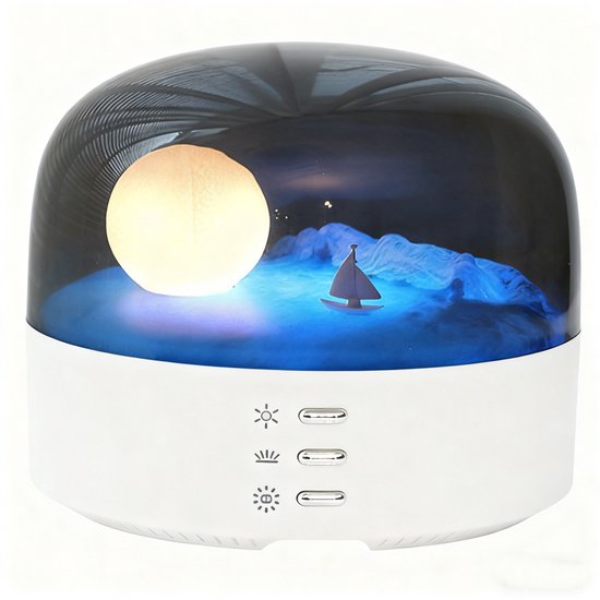 Nachtlampje volwassenen en kinderen - nachtkast lamp - LED-sfeerverlichting voor in de nacht - 12,2 * 12,4 * 10,1 cm - Helderheidsregeling in drie standen - Oplaadbaar via USB of Type-C - Maan- en sneeuwbergontwerp - Oogvriendelijke kleurverloop van Balippe.