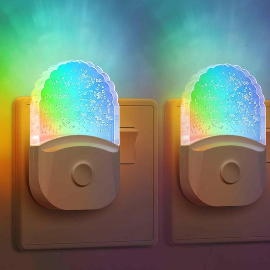 Nachtlampje voor in het stopcontact met schemersensor - 2 stuks - Energieklasse G - Warm wit + RGB (6 kleuren) - 3 lichtstanden - acryl wandlamp voor hal - slaapkamer - trap en keuken