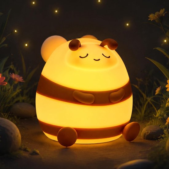 Nachtlampje voor Kinderen, 3 Helderheidsniveaus Dimbare Silicone Touchlamp, 30 min Timer, USB Oplaadbaar, Bedlampje voor Babykamer, Kamerdecoratie, Verjaardagscadeau [Energieklasse A++]