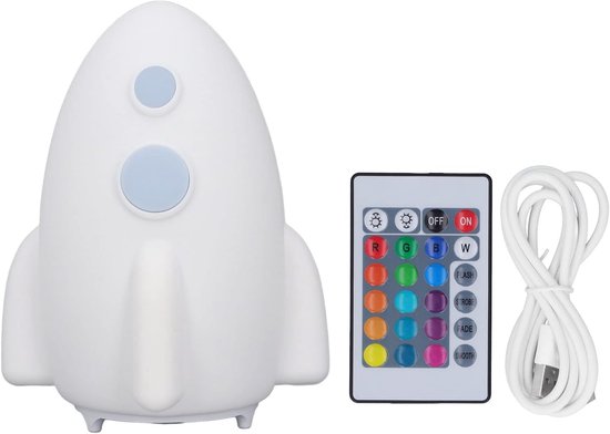Nachtlampje voor Kinderen - Jongens - Meisjes - Ruimtevaartuig - Raketten - 7 Kleuren - Oplaadbaar - USB - Kamerversiering - Kawaii Cadeaus van Merkloos