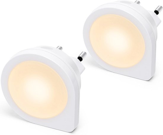 Nachtlampje voor Kinderen met Lichtsensor - 2 Stuks LED Nachtlampje voor Baby- en Slaapkamer, Trap, Woonkamer - 3000K Warm Wit