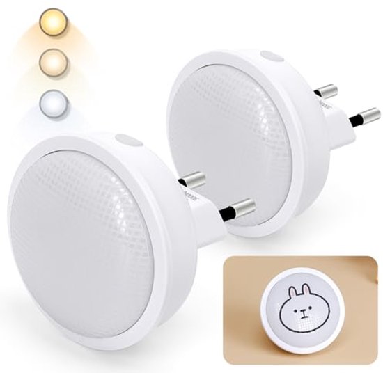 Nachtlampje voor kinderen met lichtsensor - LED Nachtlampjes (2 stuks) voor kamer, badkamer, hal en keuken van Auvon