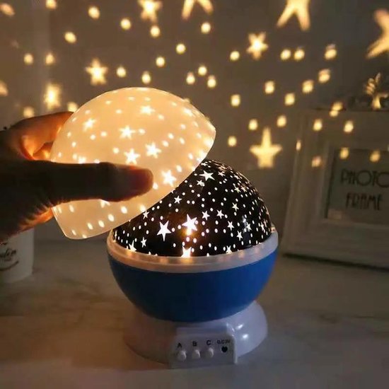Nachtlampje voor kinderen, Nachtlampje Nebula met 360 graden rotatie - 4 LED-lampjes, 12 lichtkleuren, sterrenprojector met USB van Merkloos