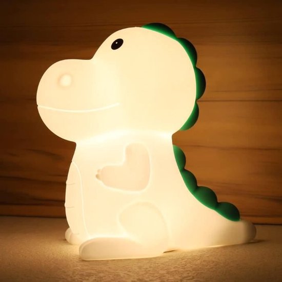 Nachtlampje voor kinderen, nachtlampje voor baby's, dinosaurus nachtlampje voor baby's, 7-kleuren aanraakbediening, USB oplaadbare LED-lamp, decoratief nachtlampje voor kinderen van Merkloos