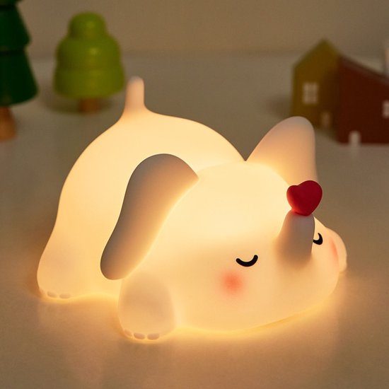 Nachtlampje voor Kinderen - Olifant - 100% BPA vrij - Oplaadbaar - Timer - Dimbaar - Nachtlampje Baby - USB - LED - Zacht Siliconen - Babykamer verlichting - Veilig voor kinderen - Cadeau - Kinder Nachtlampje - Slaaptrainer | van Little Stars