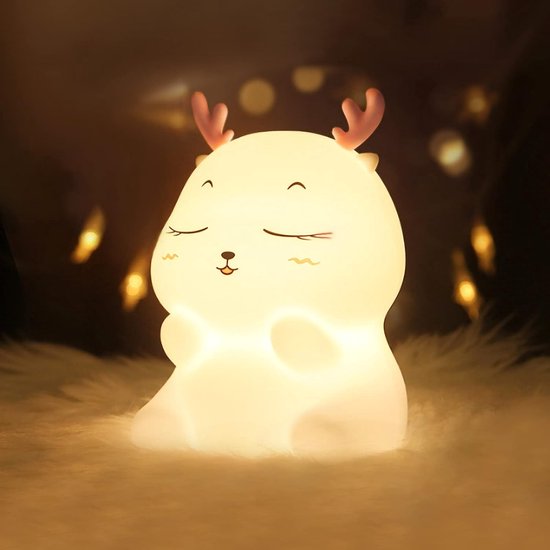 Nachtlampje voor kinderen, oplaadbaar, nachtlampje voor baby's, 7 kleuren, led, nachtlampje voor meisjes, siliconen, bedlampje, touchscreen, voor kinderen, volwassenen, slaapkamer, decoratie, van Merkloos