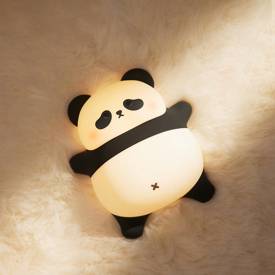 Nachtlampje voor Kinderen | Pandabeer | 100% BPA vrij | Timer | Dimbaar | Nachtlampje voor Baby | USB oplaadbaar | LED | Zacht Siliconen | Babykamer verlichting | Veilig voor kinderen | Cadeau | Slaaptrainer | Slapende Panda van Lunelus