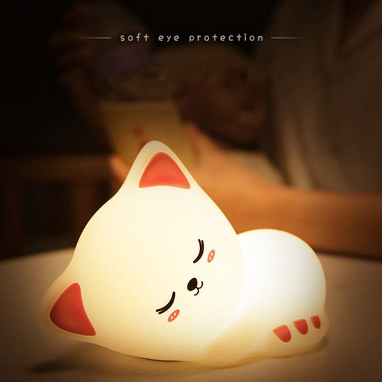 Nachtlampje Voor Kinderen, Schattige Kattenlamp in Kleur, Dimbare Babynachtlampjes Voor De Kinderkamer, Oplaadbare Siliconen Nachtlampje Voor De Kinderkamer, Kawaii Kamerdecoratie, Kattencadeaus Voor Meisjes, Cadeau Voor Meisjes Van 3 Tot 6 Jaar
