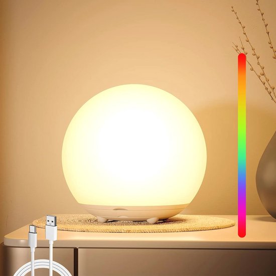 Nachtlampje voor kinderen - USB oplaadbaar, RGB kleurverandering, LED bedlampje, warm licht en 7 kleuren licht voor kinderkamer