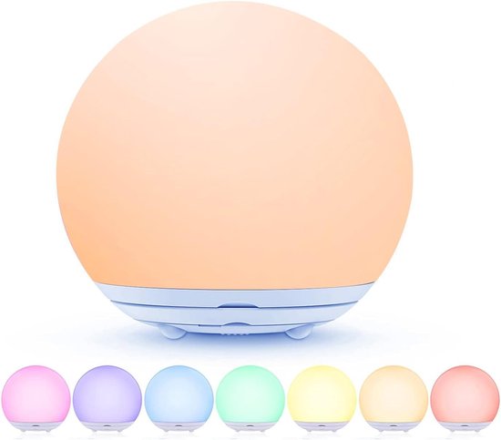 Nachtlampje voor kinderen – USB-oplaadbare LED-tafellamp | Dimbaar, warm licht, 7 kleuren, touchbediening, 0,5/1-uurs timer | Ideaal voor babykamers, slaapkamers en kamperen