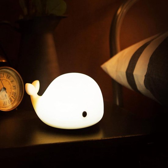Nachtlampje Walvis - Kinderlamp Slaapkamer - Babykamer Decoratie - Zachte Siliconen - USB Oplaadbaar - Blauw