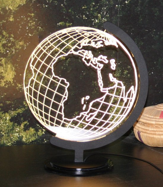 Nachtlampje 'Wereldbol' - 3d illusion met projectie van een globe - LED-lamp - USB - dimmerfunctie van GadgetBay