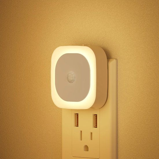Nachtlampjes - Sensoren lampen - Automatisch verlichten - Beweging en schemering - 4x6.7x6.7 cm - Warm Wit van Merkloos