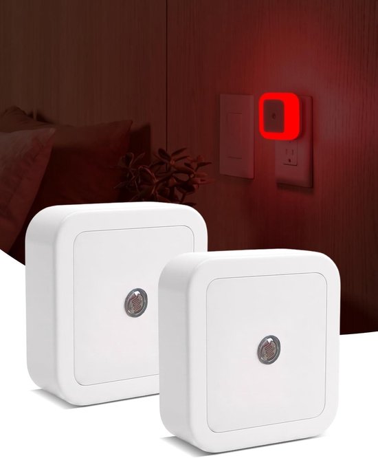 Nachtlampjes Set - Slaaplampjes Stekker - Veilig Oriënteren - Automatische Sensor - 2 Stuks - Rood