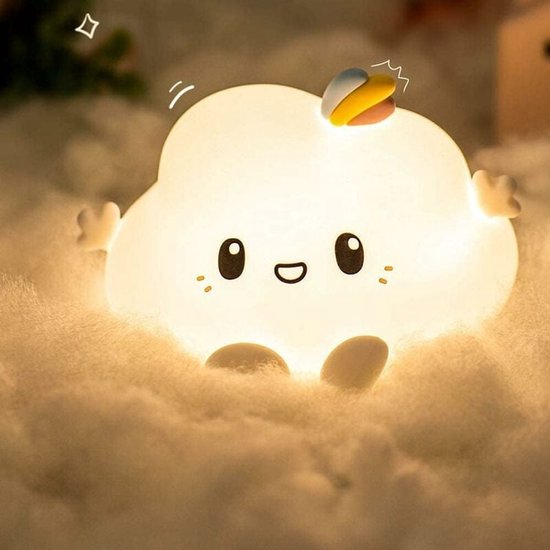 Nachtlampjes voor kinderen, baby-led-nachtlampje met stekker, USB-oplaadbaar aanraakwolknachtlampje voor volwassenen, meisjes en jongens, draagbare nachtlamp voor kinderen, 7-kleurige siliconenlamp van One Fire