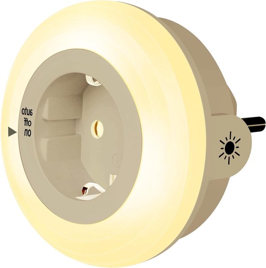 Nachtlicht met Sensor - Stekkerlamp Kinderen - Donker Oriëntatie - Stekker Uitbreiding - 1 Stuk - Warm Wit