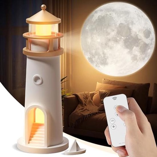 Nachttlamp projector met maan- en vuurtorenprojectie voor kinderen