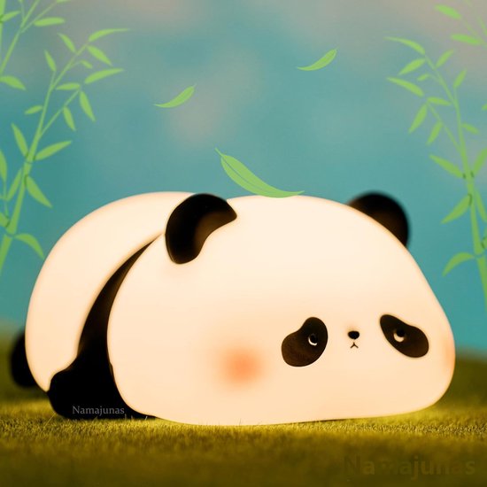 Namajunas - Babykamer nachtlampjes - Nachtlampje Kinderen - Panda Nachtlampje - Draadloos & Oplaadbaar - Touch Bediening - Dimbaar LED Licht - Timerfunctie - Slaaptrainer - 3 Helderheidsstanden - Siliconen Bedlampje van Merkloos