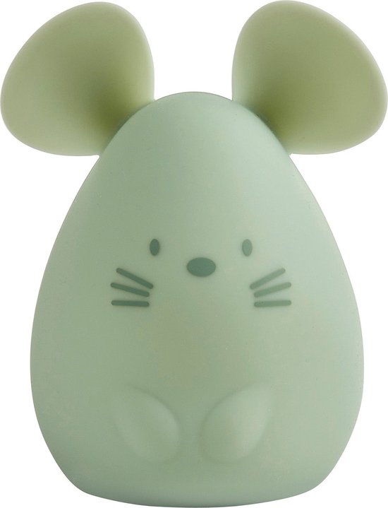 Nattou Silicone - Nachtlamp voor Baby's - Muis - 11 cm - Groen van Nattou