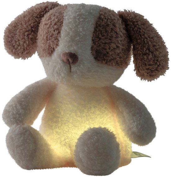 Nattou TEDDY Baby Nachtlampje Hond - 19 cm - Zachte baby knuffel - Baby cadeau - Beige van Nattou