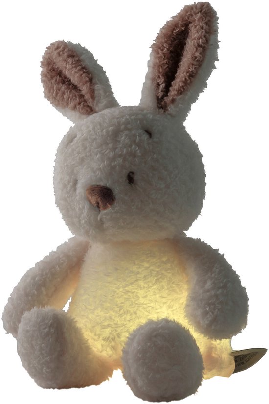 Nattou TEDDY Baby Nachtlampje Konijn - 19 cm - Zachte Baby knuffel - Baby cadeau - Beige van Nattou