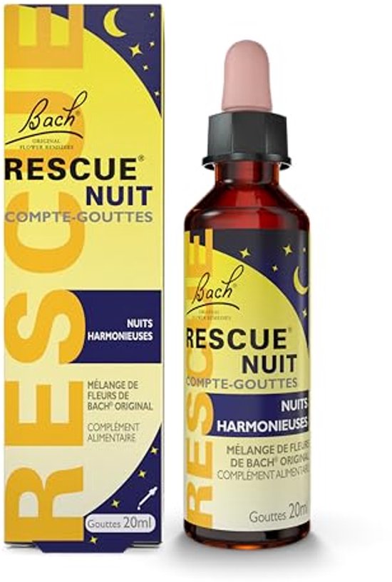 Natuurlijke druppelaar voor rustige nachten - 20 ml mix van 6 originele bachbloesems van Bach Rescue.