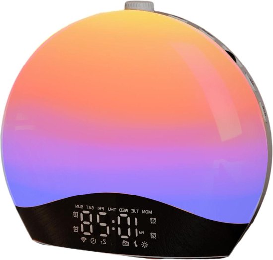 Natuurlijke Wekker - Sunrise Lamp - Rustig Wakker Worden - Geleidelijke Lichtintensiteit - 17.9 x 15.8 x 7.5 cm - Wit van Merkloos