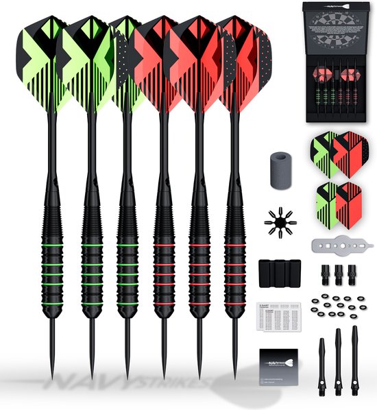 Navy Strikes Dartpijlen Set 20 22 Gram - Set van 6 Pijlen - Flights Darts en Dart Shafts - Darten - 61 Delige Set - Incl Add-a-Gram 21 23 Gram van Navy Strikes