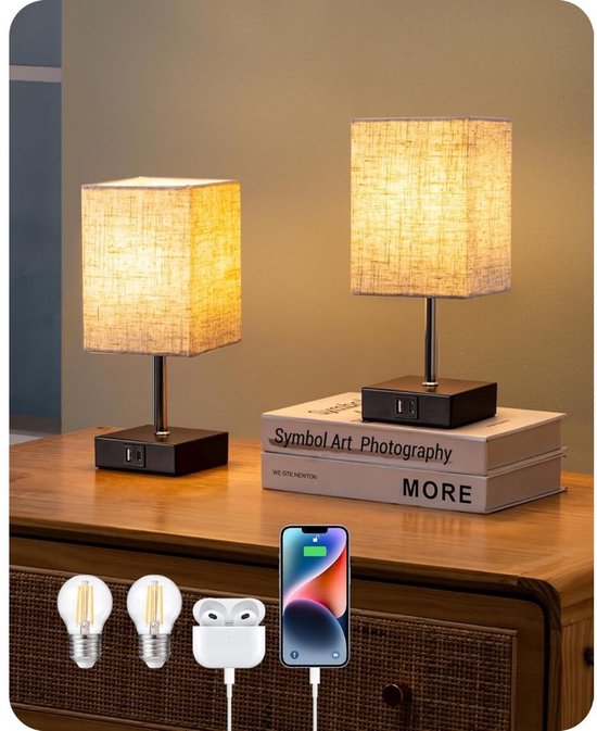 NBAP® Bedlampjes Hoofdbord - Leeslampjes - Bedlamp Slaapkamer Volwassenen - 2 Stuks - Zwart van Merkloos