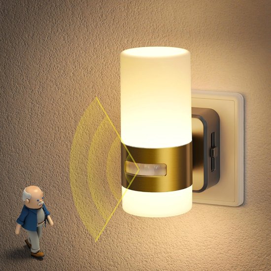 NBAP® Nachtlampje Stopcontact - Stekkerlamp Volwassenen - Slaaptrainer Slaapkamer Kinderen - Witgoud