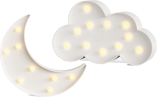 Neon Lamp - Decoratieve Verlichting - Muur Decoratie - Batterij Voeding - 2 Stuks - Wit
