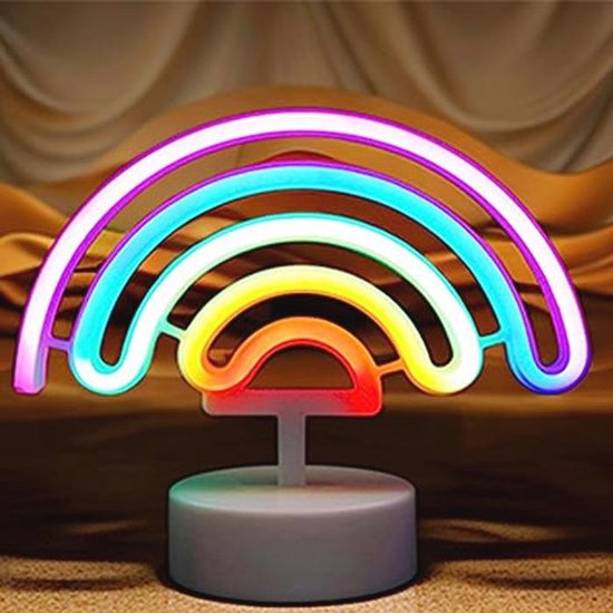 Neon Regenboog Licht - Decoratieve LED Nachtlamp voor Slaapkamer en Speelkamer - USB/Batterij Aangedreven - Perfect als Cadeau voor Meisjes en Volwassenen van Merkloos