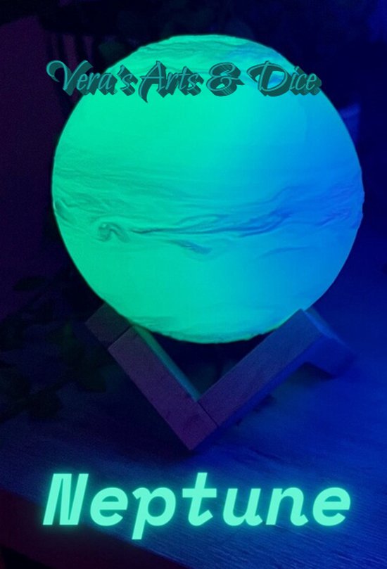 Neptunus Lamp | Vera's Arts & Dice | 16 Verschillende Kleuren | Planeet Lampen | LED Lamp | Oplaadbaar Dimbaar Stroboscoop Effect Mogelijk Aanraak Gevoelig Afstandsbediening | 3D Print Handmade | Lampen Sfeerverlichting | Slaapkamer Woonkamer van Merkloos