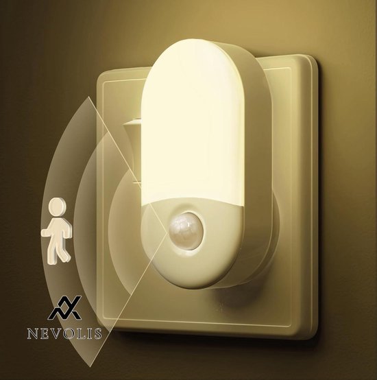 Nevolis LED Nachtlampje met bewegingssensor - 1 stuks led nachtlampje stopcontact met 3 modi warmwit 3000 K - instelbare helderheid voor hal slaapkamer . van Nevolis