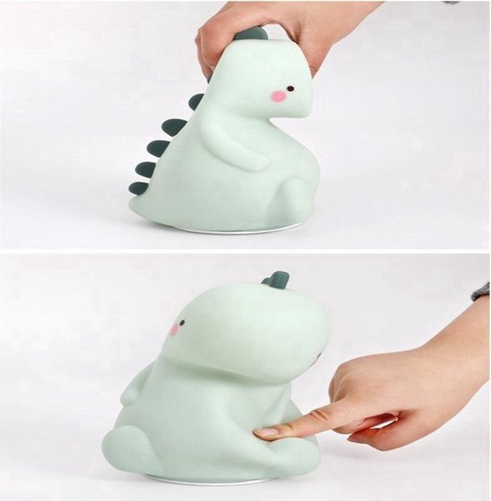 New Age Devi - Dinosaurus-Nachtlampje - Lamp-Kinderkamer - Kinderverlichting - Oplaadbare-LED-Kinderlamp - Speelgoed - Groen van New Age Devi