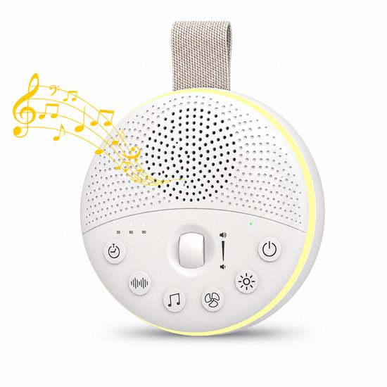 Nexeli NX-KC-28 White Noise Machine Baby met Nachtlamp & Draaglus – 21 Kalmerende Geluiden – Draadloos Oplaadbaar – Wit
