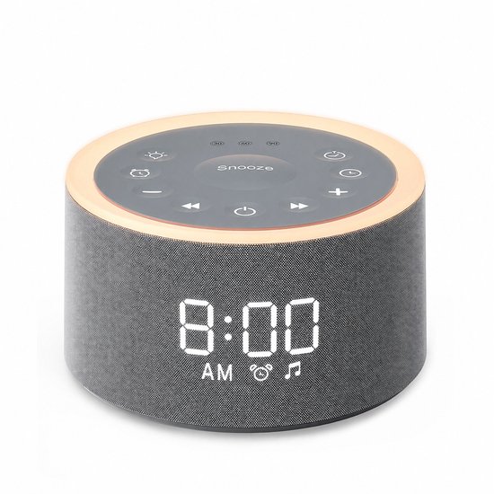 Nexeli NX-WN-25 White Noise Machine met Wekker, Nachtlamp & LED Display – 29 Kalmerende Geluiden – Gestoffeerd
