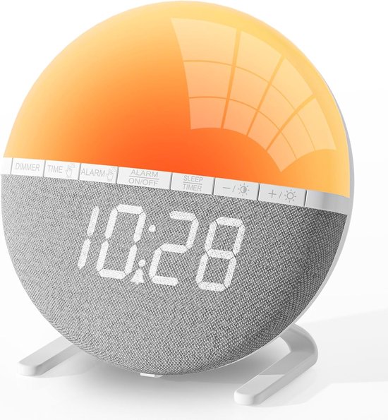 Nexora Wake up Light - Lichtwekker - Digitale wekker met zonsopgang simulatie – digitale alarmklok met RGB nachtlamp, dimbaar licht, 10 helderheidsniveaus & snooze functie