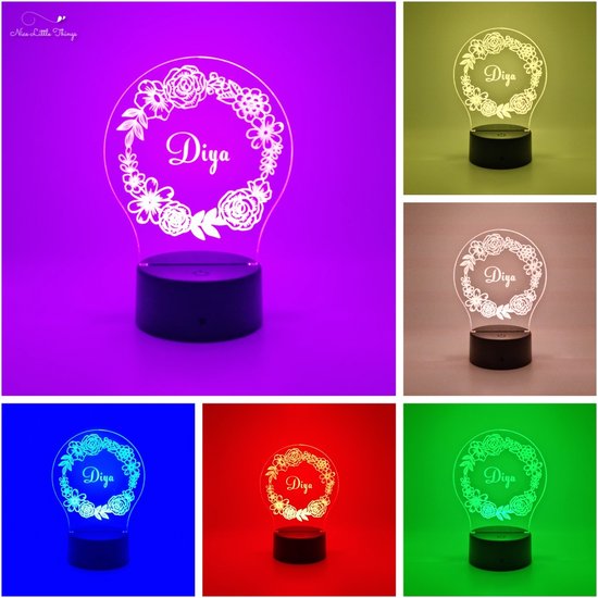 [Nice Little Things] - Gepersonaliseerde RGB LEDlamp Bloemenkrans van Nice Little Things