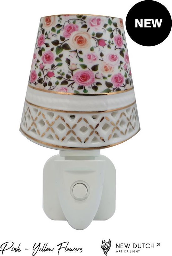 Night Light LED Pink -Yellow Flowers New Dutch® van New Dutch®