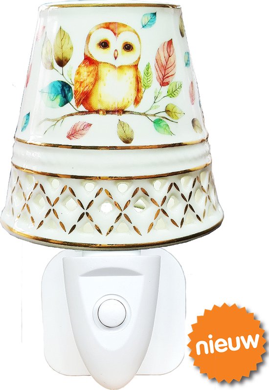 Nightlight Bone China LED Romantic Owl New Dutch® Nachtlampje Uil van New Dutch®