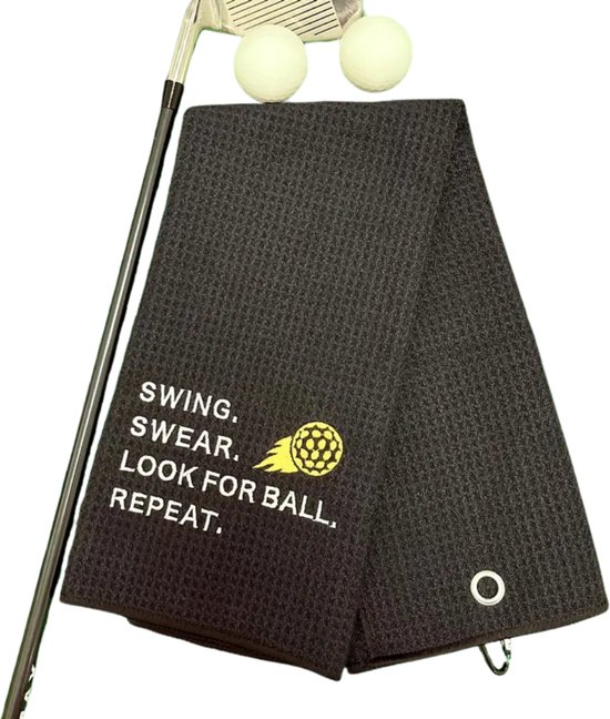 Nivard Golf Handdoek - Golfhanddoek - Golf Accessoires - Towel - Comfortabel - Zwart van Nivard