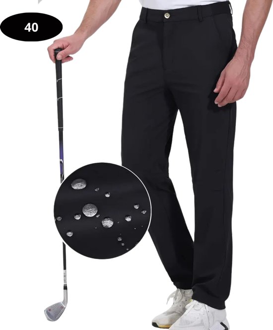 Nivard Golfbroek Heren - Golfkleding - Golfen - Golf Accessoires - Nette Pantalon - Zwart XXXL - Maat 56 van Nivard