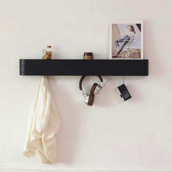 Novalura Kapstok Eiken Zwart 8 haken - kapstokken - wand kapstok 8haaks - hout - minimalistisch - FSC Hout